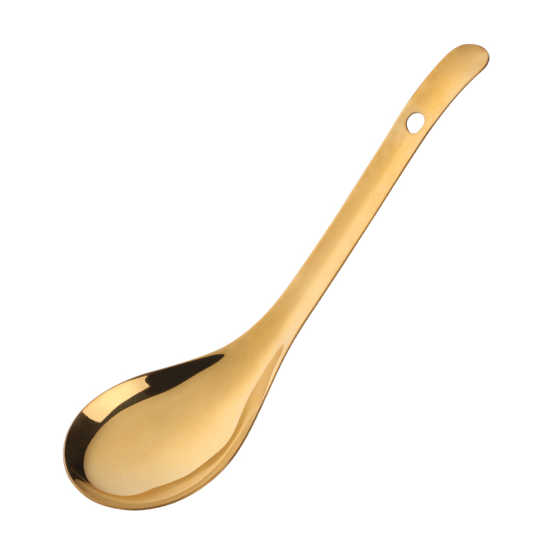 1PCS Rice Serving Spoon 18/8 Stainless Steel Long Handle Soup Porridge Rice Scoop Gold Tableware Spoon Dinnerware Kitchen Tools: Gold Rice Scoop