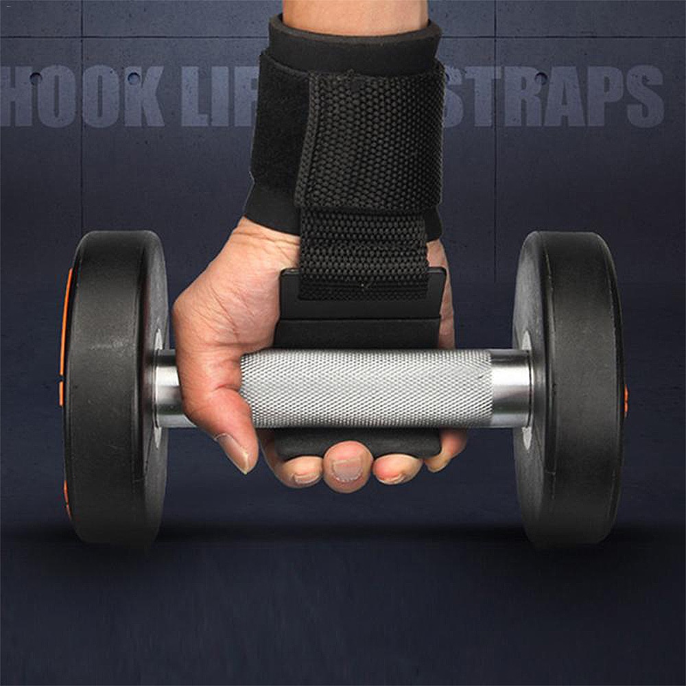 2 stk vægtløftningskrog håndstang håndledsremme gym fitness krog vægtrem pull-ups power løftehandsker til vægttræning