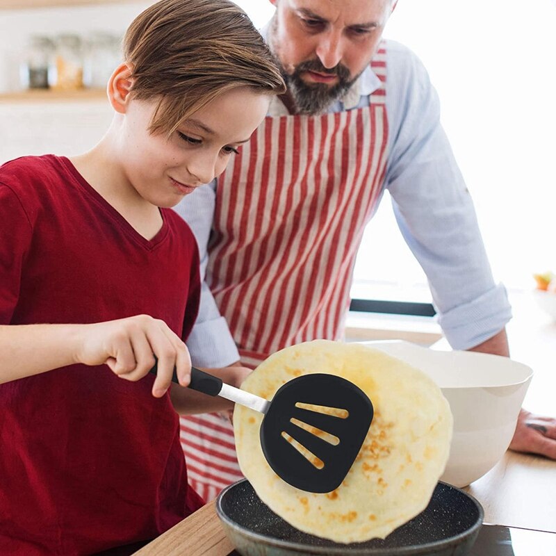 2 Pieces Silicone Turners,Flexible Pancake Turner,Wide Round Kitchen Flipper Spatula,for Eggs Pancakes Burgers Steaks