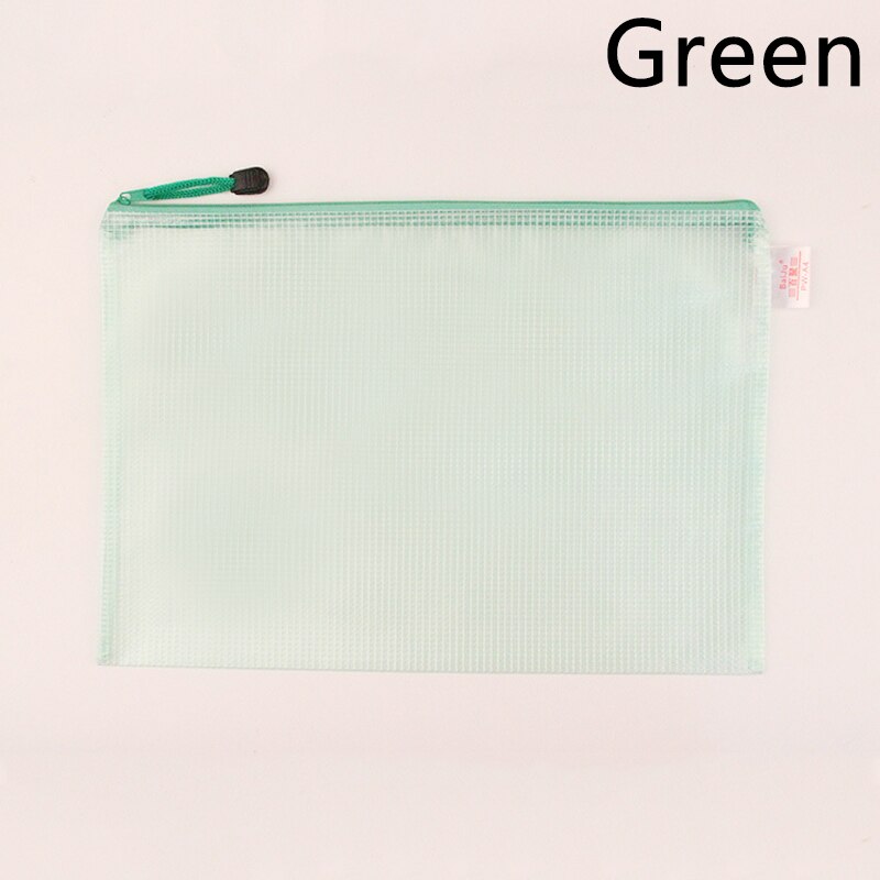 A3/A4/A5/A6 Gridding Waterproof Zip Document Bag High Capacity Transparent Zipper Pencil Case Stationery School Office Supplies: Light Green / A3