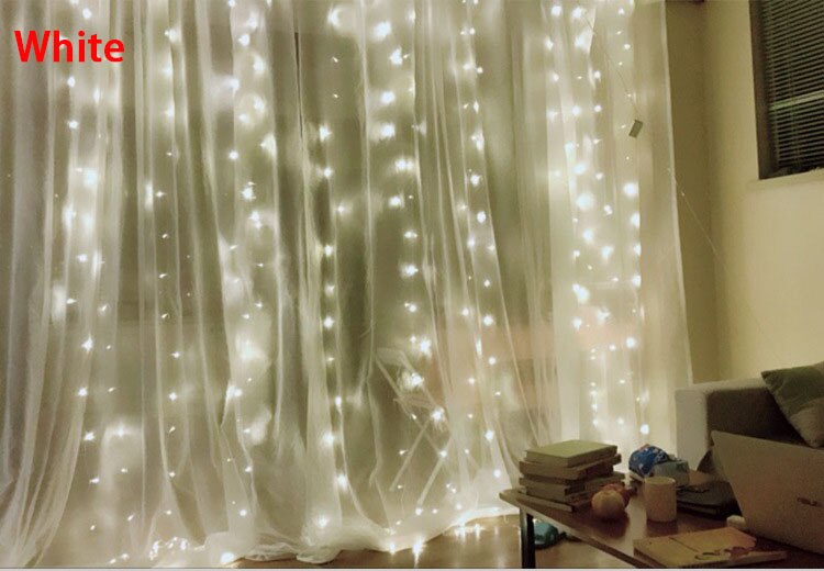 4*0.6/3*1/3*2/3*3M Led Ijspegel Gordijn Fairy String Light Fairy Kerst licht Voor Bruiloft Home Party Decoratie 220V Eu Plug: White / 3 x 3 Meter
