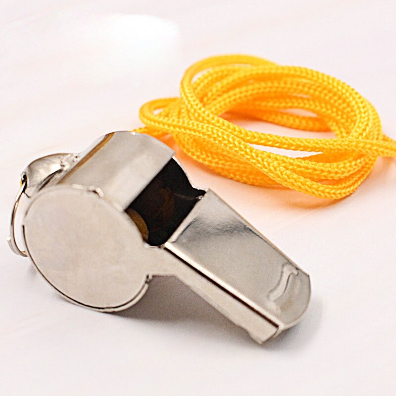 Rvs Whistle Met Touw Scheidsrechter Fluitje Sport Rugby Party Training School Voetbal Basketbal Cheerleader Cheer