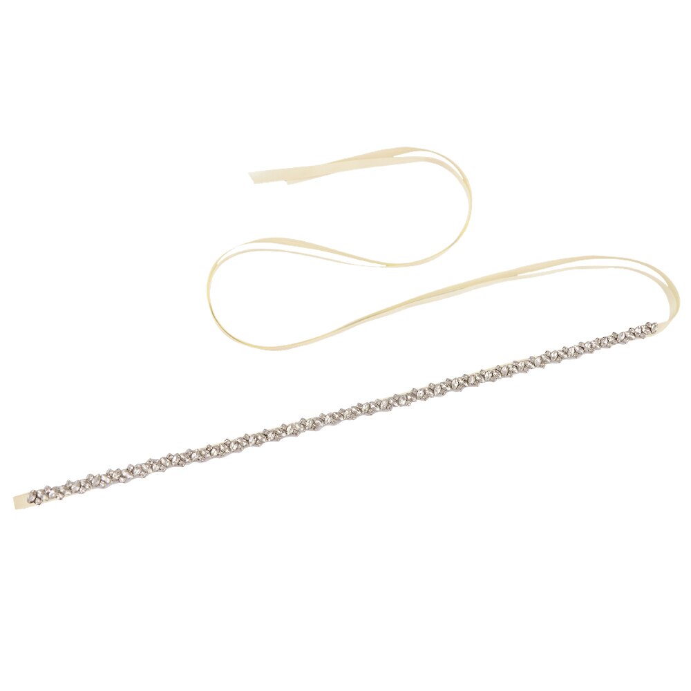 Pasek ślubny trixy z  s404 kryształkami, wstążki, srebrny pas z diamentami, pas ślubny z koralikami, pas dla druhny, dodatki ślubne: Kość słoniowa