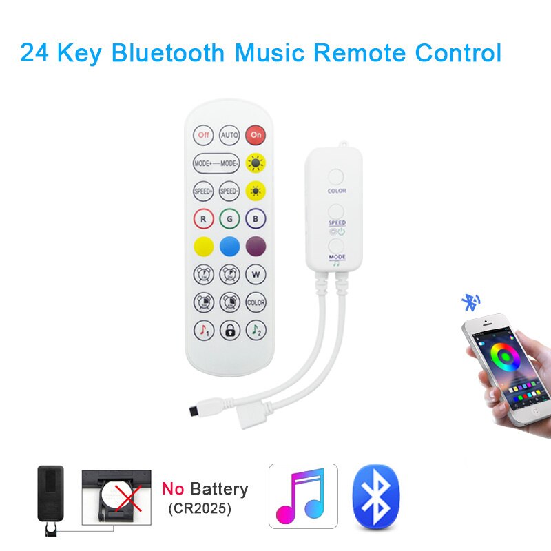 Bluetooth DC 12V 24V Bluetooth Wireless Controller RGB IR Wifi Bluetooth LED Controller for 5050 2835 RGB led strip: Bluetooth Music 24K