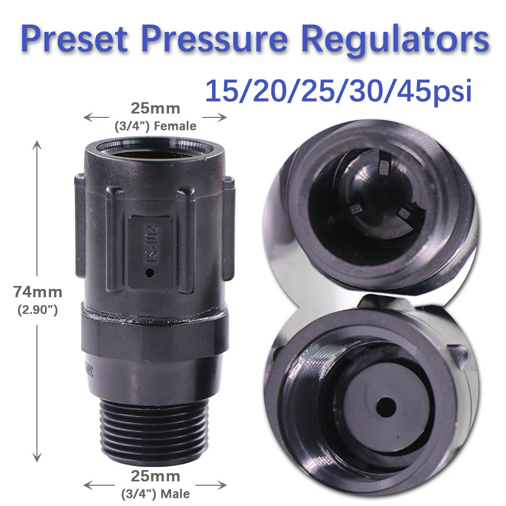 Jardim Rega Irrigation System Fittings, redutor de pressão, reduz a entrada de água 3/4 "Thread, 15 PSI, 20 PSI, 25 PSI, 30 PSI, 45PSI