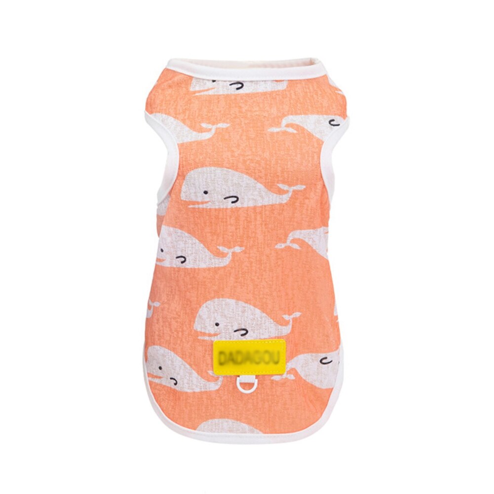 Letnia kamizelka chłodząca drukowanie delfinów odzież dla psów mała kamizelka dla psów koszulka letnia oddychająca odzież dla szczeniąt chihuahua: pomarańczowy / XL
