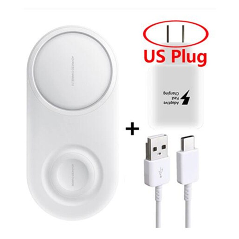 Chargeur sans fil à Charge rapide 25W Duo Pad pour Samsung S20 Note 20 Ultra S10 S9 S8 Plus Note 10 9 8 2 en 1 chargeurs de montres de téléphone: White - US Plug