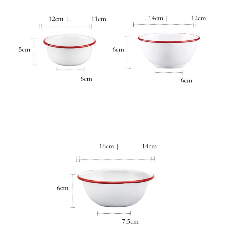 Japanese Ceramic Red and Blue Edge Enamel Bowl Household Large Rice Bowl Soup Noodle Dessert Bowl Kitchen Tableware