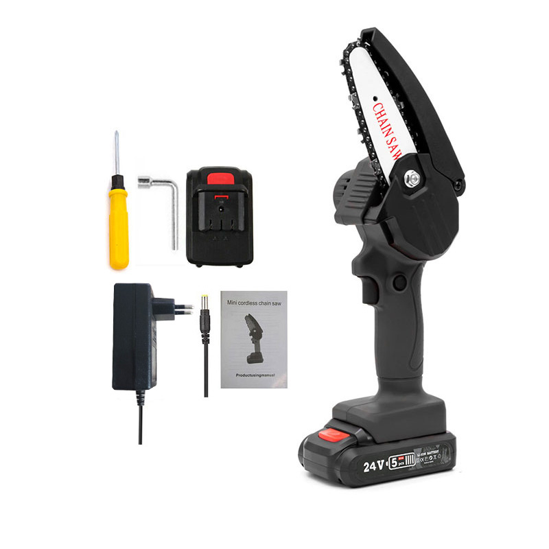 Magnitt Elektrische Kettingzaag 24V 4Inch Verwijderbare Snoeizaag Draagbare Houtbewerking Elektrische Mini Kettingzaag Hout Cutter Elektrische Zagen: black 1 battery EU