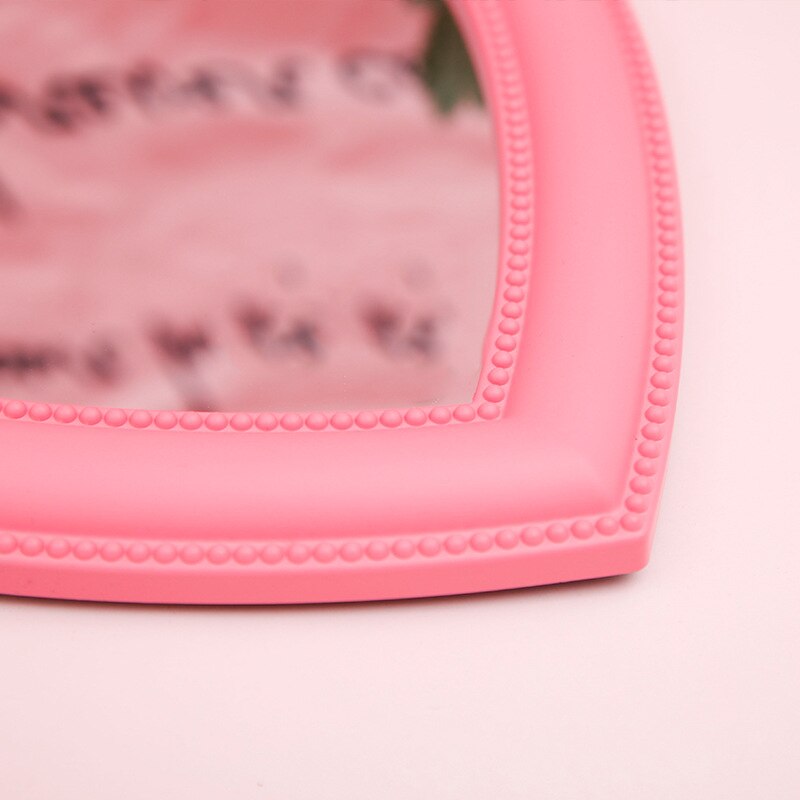 Pink Love Mirror Desktop Vanity Mirror Wall Hanging Dual Purpose Makeup Mirror Girl Room Wall Decoration Heart-shaped Mirror