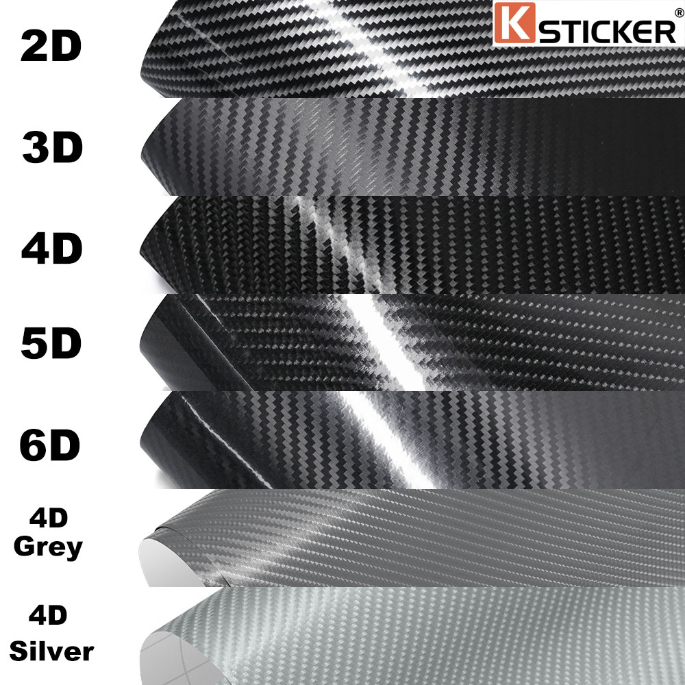 Car Film Covering 2D 3D 4D 5D 6D Glossy Carbon Fiber Wrapping Vinyl Film Auto Motorcycle Waterproof PVC Foil Car Accessories
