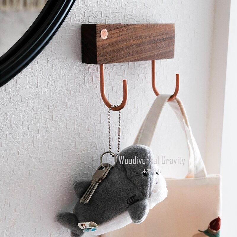 Black walnut pure copper coat hook hanger hook clothes hook free punch wall hanging Nordic entrance door bedroom: Default Title