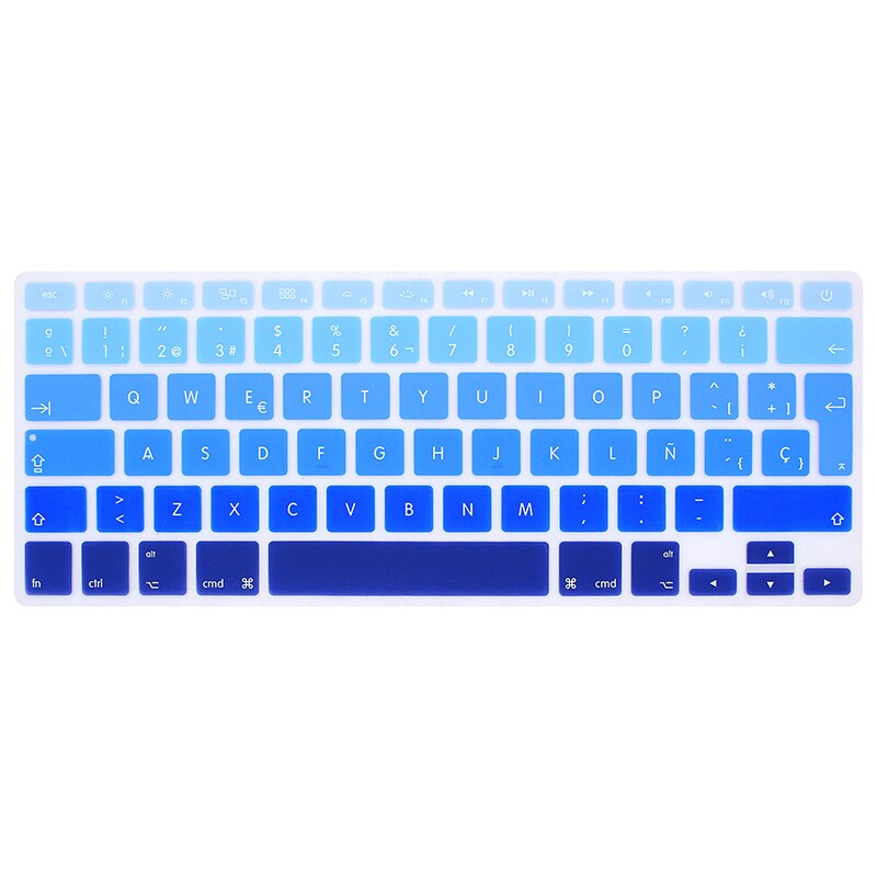 HRH UK/EU ESP Slim Spanish Gradient Rainbow Silicone Keyboard Cover Keypad Skin Protector For Macbook Air Pro Retina 13 15 17: Gradient Blue