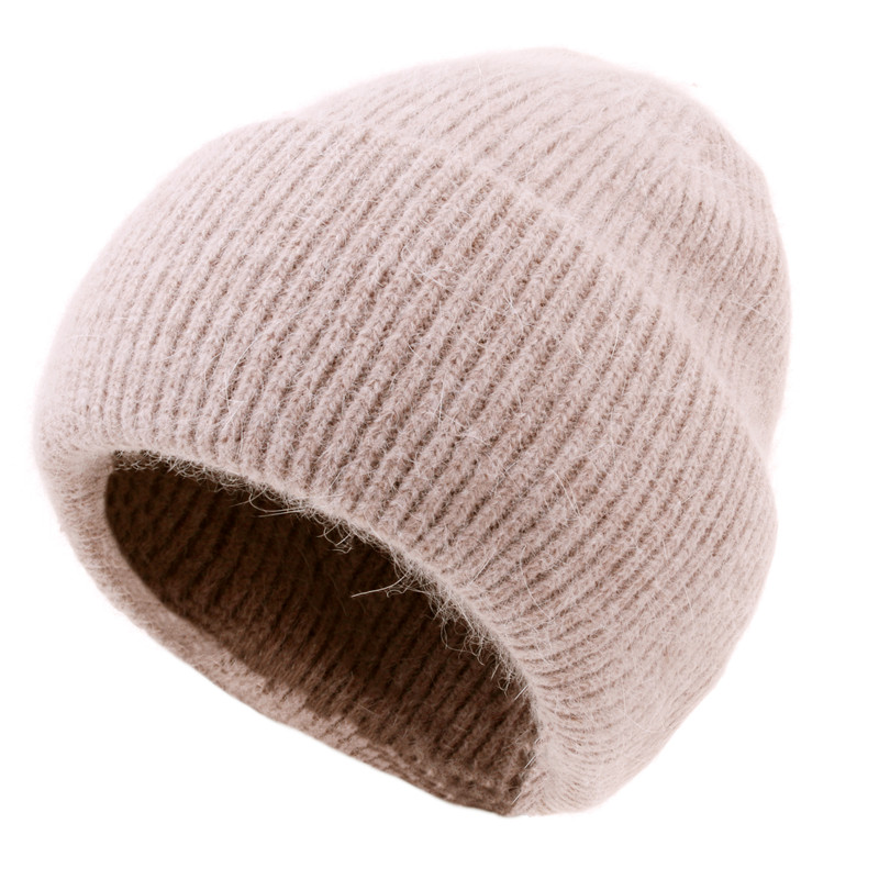 Vrouwen Hoeden Winter Gebreide Hoed Angola Konijnenbont Beanie Bonnet Meisje Hoed Herfst Vrouwelijke Cap Warm Houden mode Caps