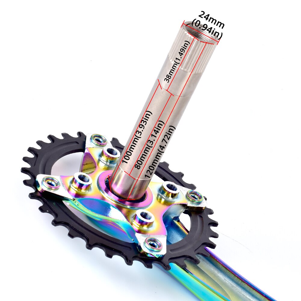 SWTXO 104BCD MTB Bike Crankset Bicycle Crank Chainwheel Rainbow Aluminum Alloy With Bottom 170mm Crank 32T 34T 36T 38T Plate