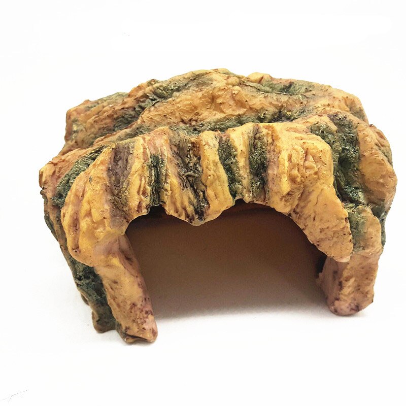 Cachette de poisson en résine, grotte d'aquarium, tortue de paysage, reptiles, se prélassent, décoration, ornement: 04