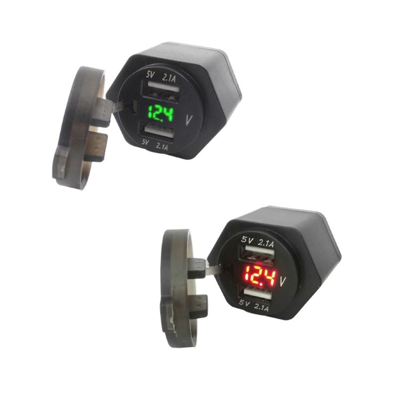 Hella Din Plug 12V Motorfiets 2.1A Dual Usb Charger Met Led Voltmeter Power Adapter Voor Bmw Triumph Ducati Motor