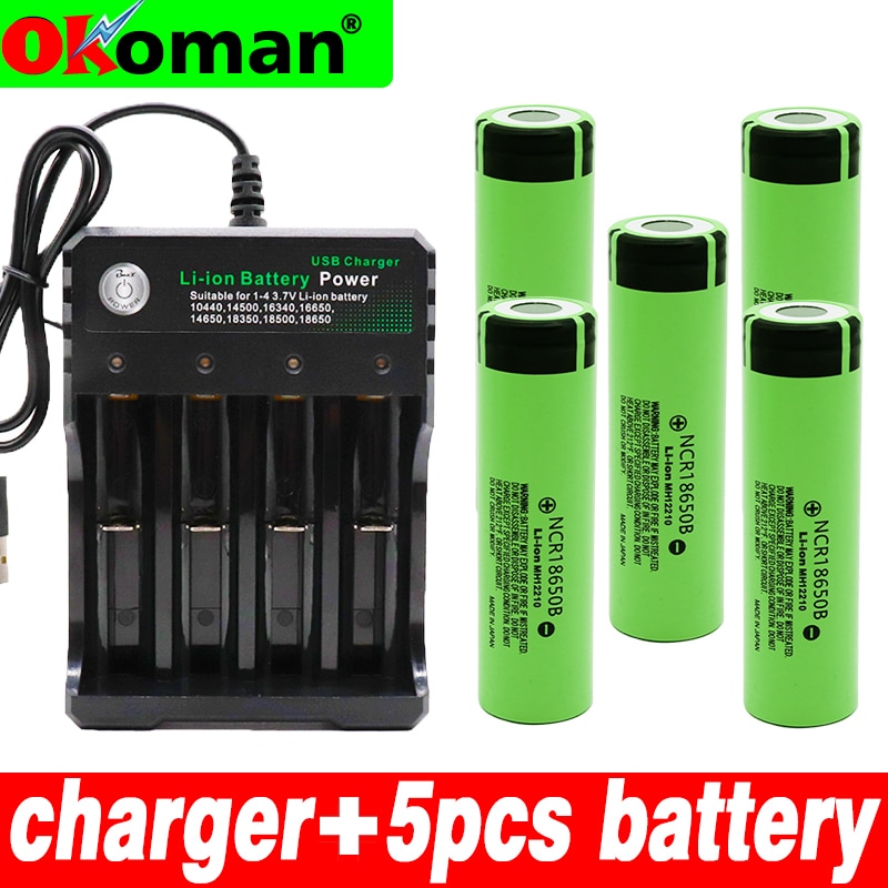 Original 18650 Rechargeable Batteries NCR18650B 3.7v 3400mah 18650 Lithium Replacement Battery for Flashlight batteries charger