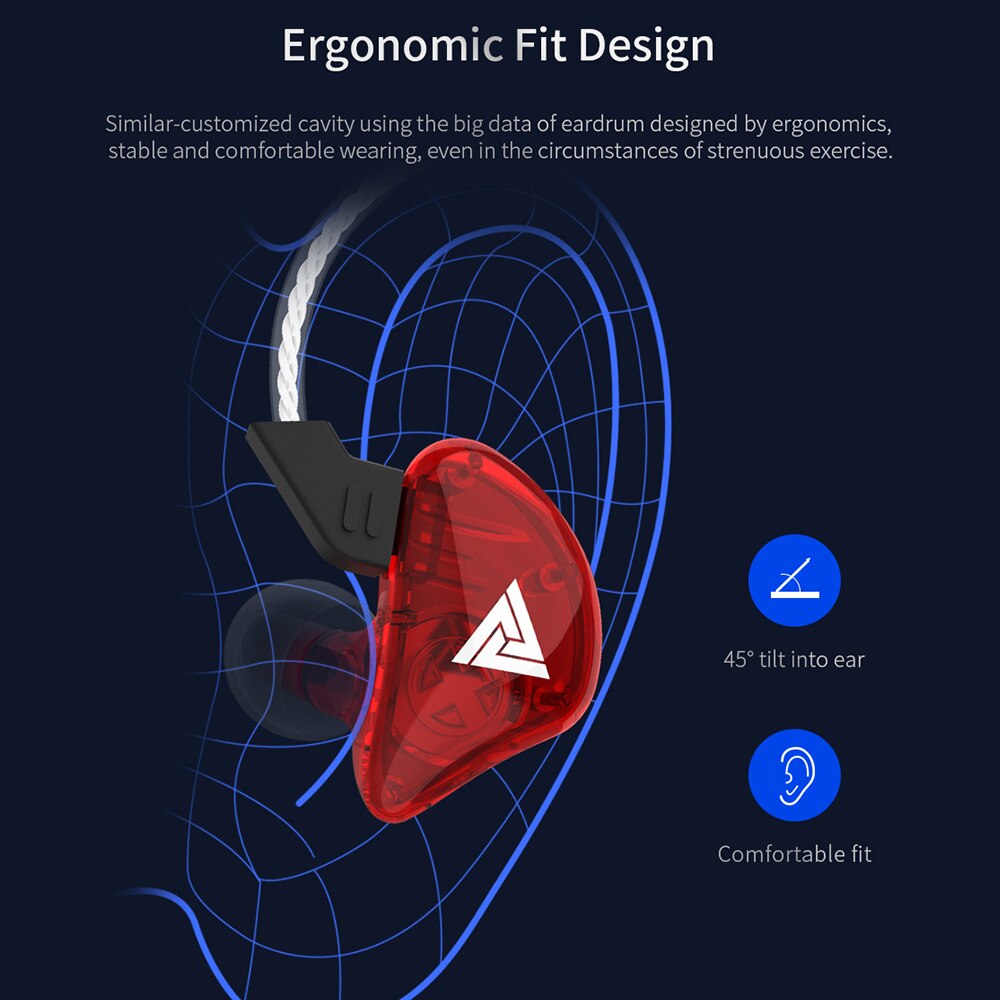 QKZ CK5 Wired Earphone Stereo Race Sports In-ear Heavy Bass Headset Transparent Mobile Phone Music Earphones with Microphone