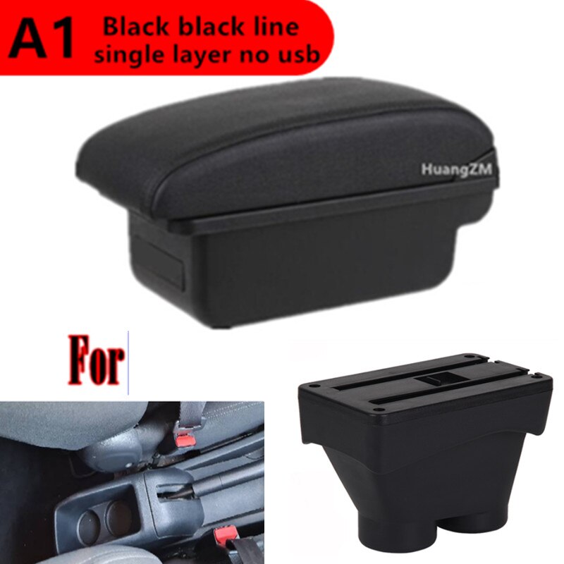 Universel Bil Armlæn Boks - ABS & Læder - 43x15x15cm - til Peugeot 208: En sort sort linje
