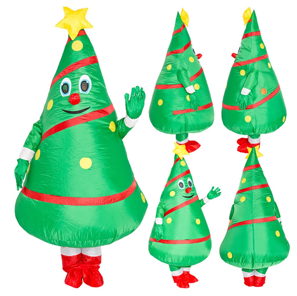 Unisex Inflatable Costume Adult Christmas Tree Costume Cosplay Inflatable Dress Funny Festive Suit Green Costumes Suit