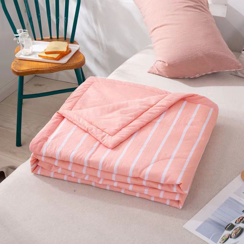 Plaid Summer Quilt Washed Cotton Air Condition Thin Comforter Blanket Bedspread for Single Double Queen King Bed Coverlet: 150x210cm / Ivory