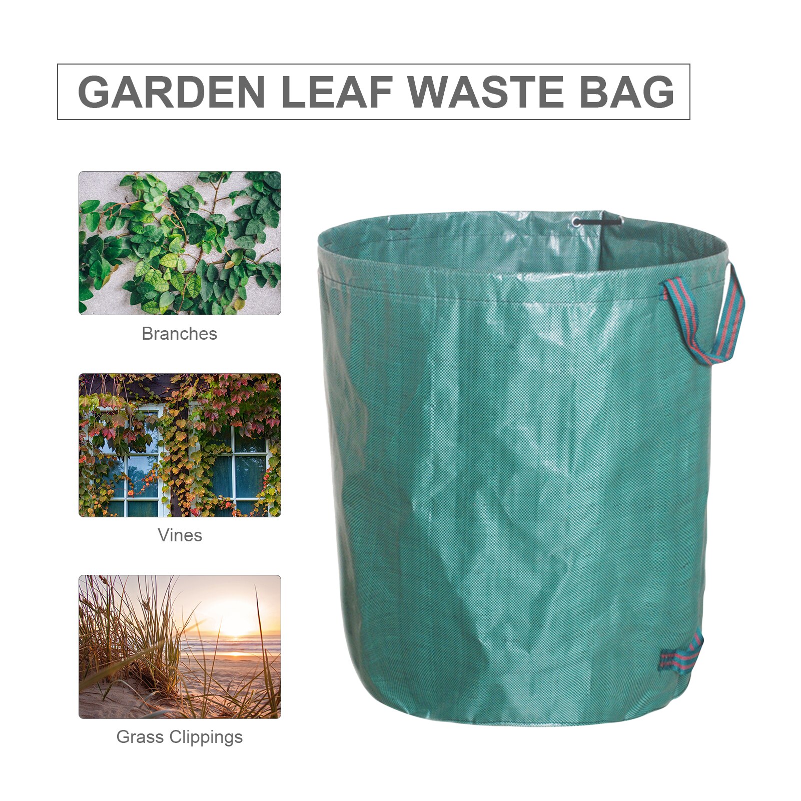 Sac de jardin réutilisable 60L/120L/300L, sac à feuilles, poubelle pliable de jardin, collecte des déchets, conteneur de stockage, bacs