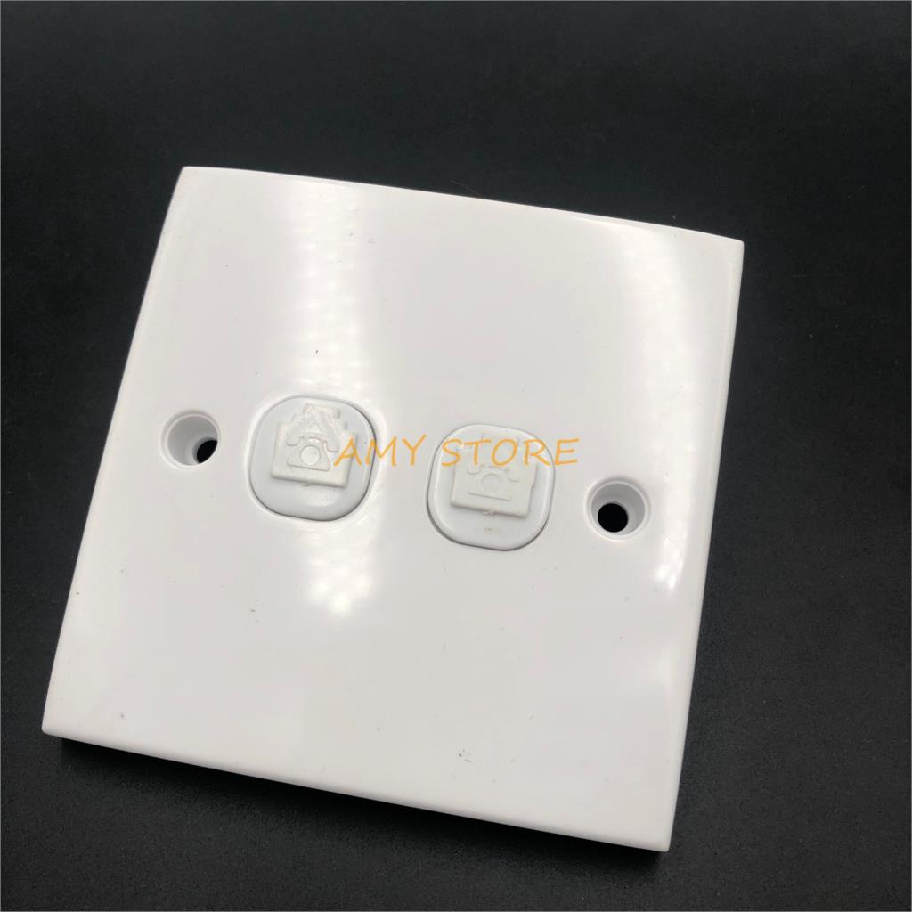 86x86mm White Wall Panel Telephone Outlet Double 6P4C RJ11 Socket Plate