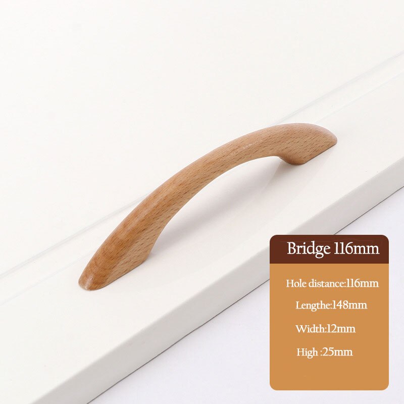 1Pc Cabinet Drawer Handles Knobs Door Window Kitchen Cupboard Wardrobe Dresser Pulls Furniture Hardware Natural Solid Wood: 12
