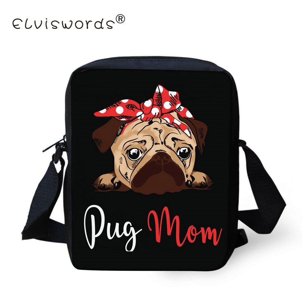 ELVISWORDS Bulldog Pug bolsa de perro Mini bolsos de mensajero para niños mochilas escolares niñas bolso de hombro para mujer bolsa de viaje mejores de navidad