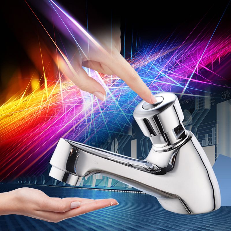 Auto Self Closing Water Saving Tap Bathroom Basin Cold Faucet Delay Push Button