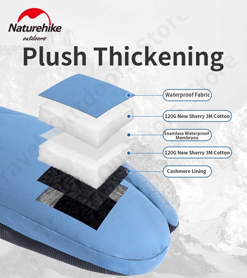 Naturehike GL12 Drie Vinger Ski Handschoenen Verdikking Winter Warm Houden Pluche Antislip Waterdicht 3M Katoen Outdoor Fietsen 0 °C ~-15 °C