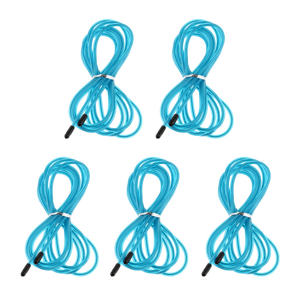 5 Pack Heavy Jump Rope Replacement Cable PVC Stainless Steel Cable Resistant 10ft Long Skipping Rope Indoor Outdoor Excerise: Blue