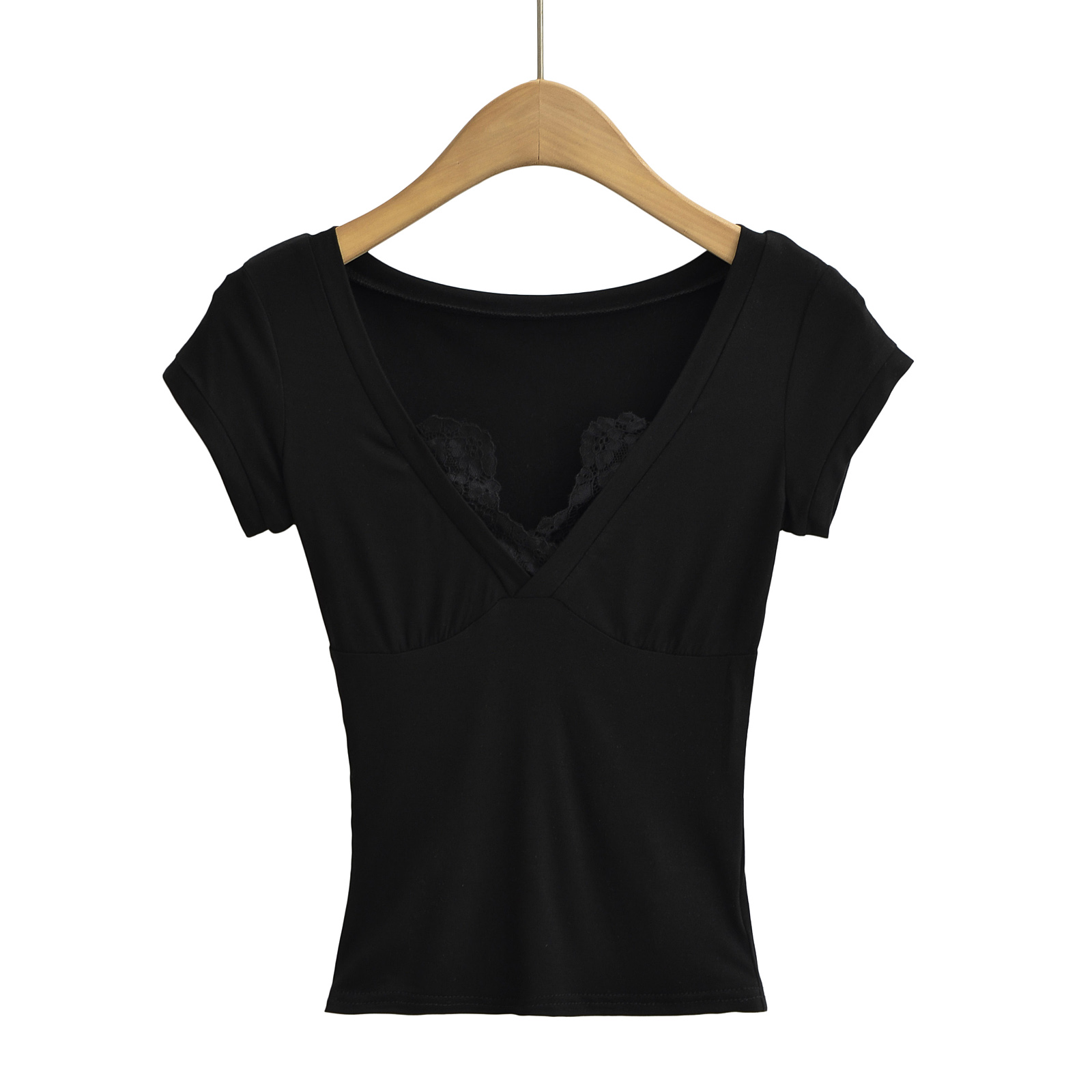 Spitze V-Ausschnitt Sommer Ernte Spitzen Frauen Kurzarm Spitzen sexy Unterseite ing Blusen T-Shirt