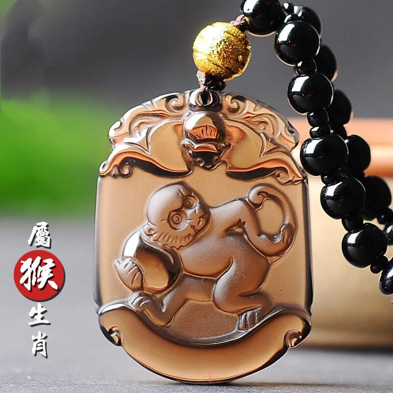 Natural Ice Obsidian 12 Chinese Zodiac Snake Pendant Boutique Jewelry Men's and Women's Necklace: 3