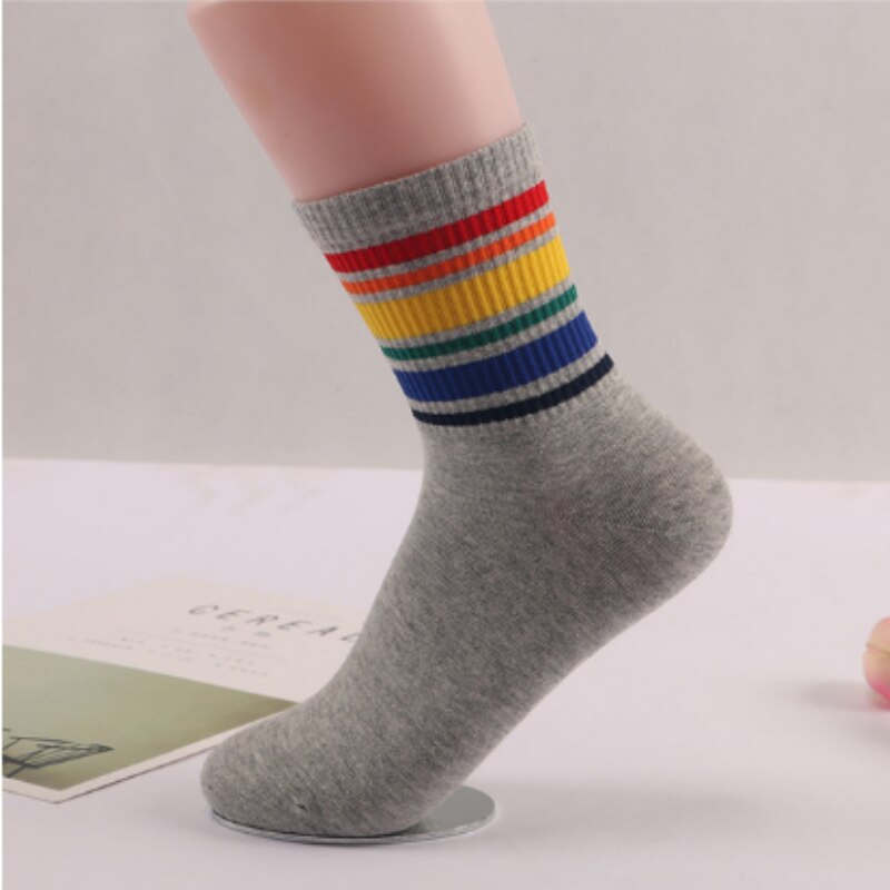 Winter damessokken katoen regenboogstrepen sokken kerst warme kerst casual tij sokken harajuku koreaanse goedkope dingen: 9