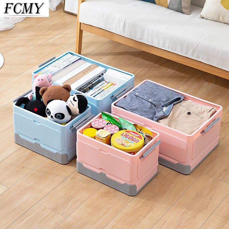 Big Storage Case Folding Student Desktop Organizing Container Basket Handbook Book Stationery Plastic Storage Box Desk Storage
