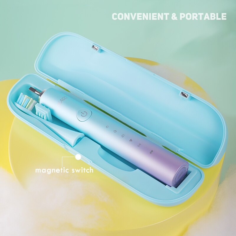 SEAGO – brosse à dents électrique Rechargeable pour adulte, sonique, étanche, 5 têtes, boîte de voyage, recommandé par le dentiste