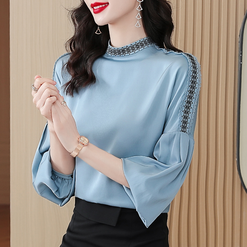 Belle Poque Damen Bluse - Elegante Satin Bluse Mit Langarm Fürs Büro