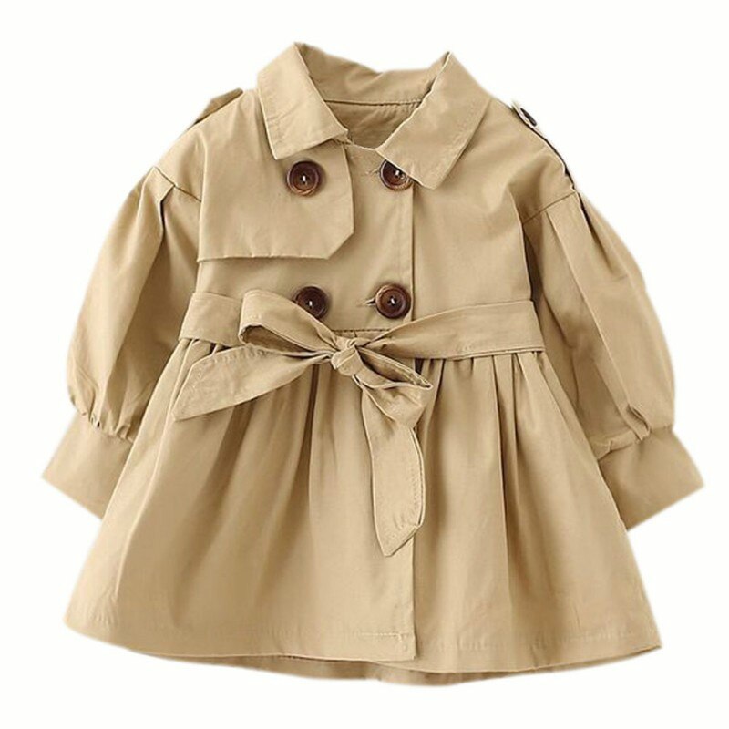 Baby Jacke Casaco Infantil Mädchen Baby Mantel Frühling Baby Jas Graben Doppel Brust Windjacke für Mädchen freundlicher Jacke Für 1-4T