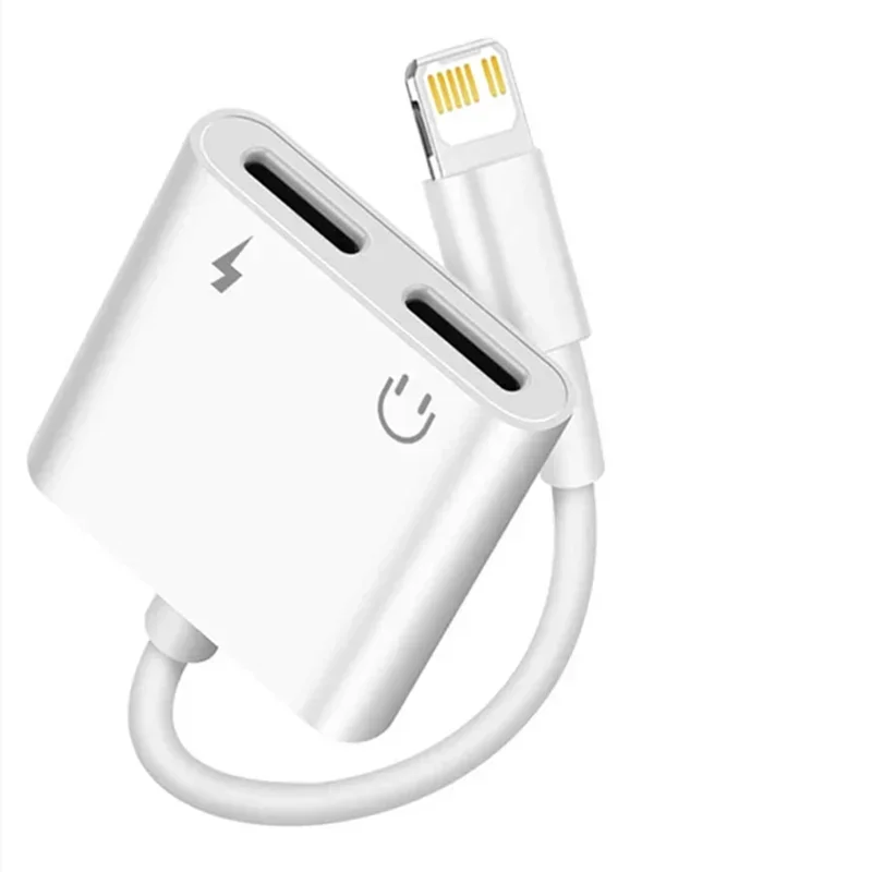 For Apple iPhone 2 in 1 Charging and Headphones Adapter Lightning to 3.5mm Jack Audio Converter For iPhone 15 14 13 12 11 XS 8 7: green