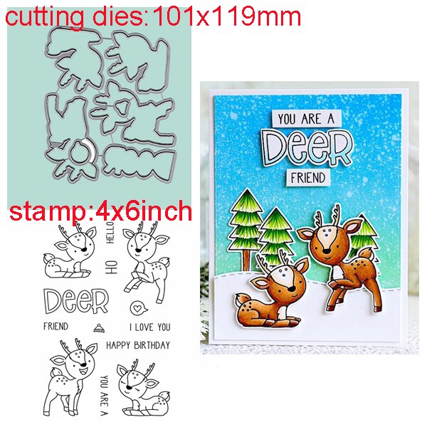 Butterfly Litlle Girls Animals Bear Deer crocodile Clear Stamps set and Coordinating dies For Scrapbooking Craft Die Cut Card: WW0178A1H1889 / only cutting dies