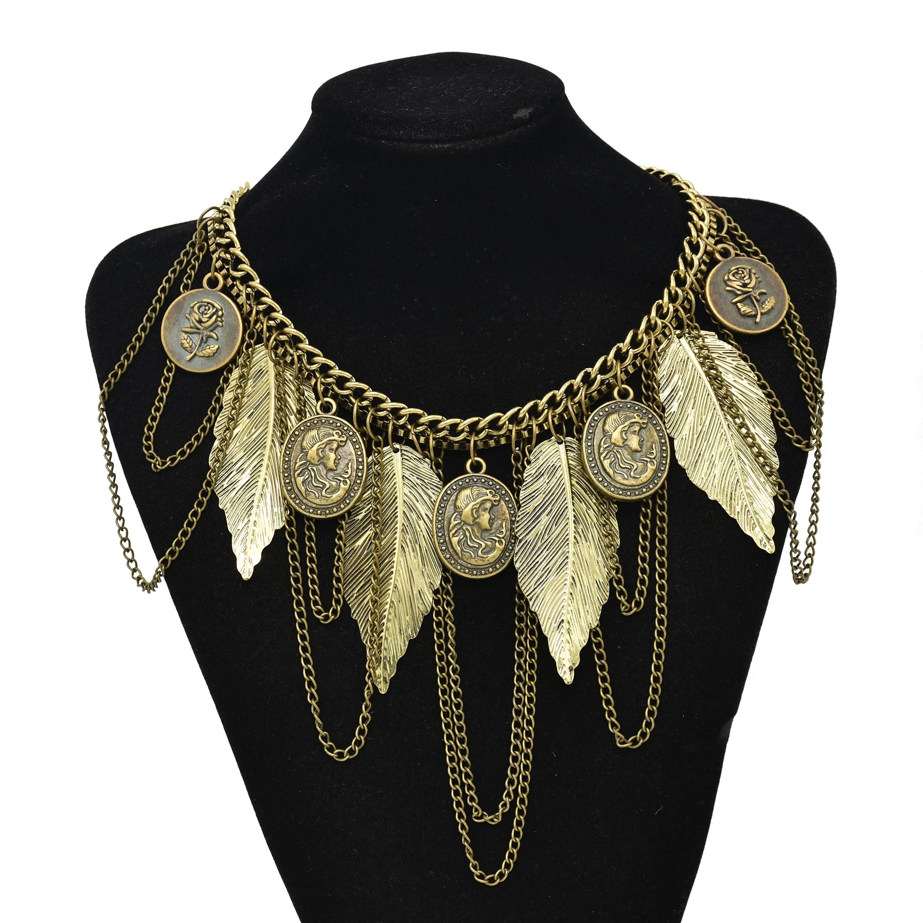 Gypsy Boehmian Hippie Kraag Kettingen voor Vrouwen Grote Dikke Tibetaans Zilveren Metalen Ketting Festival Turkse Partij Sieraden Cadeau: Blue Zinc Plated