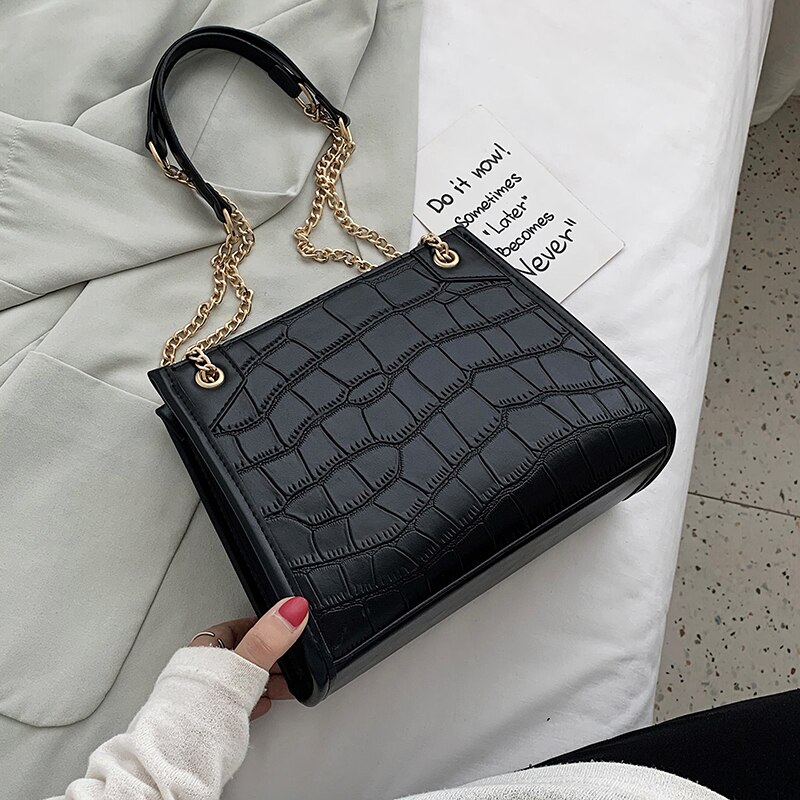 Stenen patroon kleine pu leren schoudertassen voor vrouwen dames crossbody tas dames handtassen ketting handtas