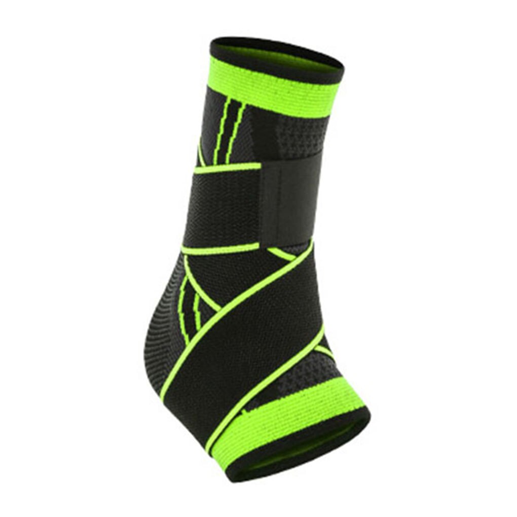 1PC Elastic 3D Pressurized Ankle Support Basketball Volleyball Sports Gym Badminton Ankle Brace Protector with Strap Belt: green / XL