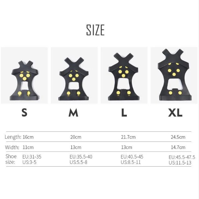 Ijs Antislip Sneeuw Shoe Spikes Grips Anti Slip Schoenen Dekken Outdoor Crampones Cleats Ijskrappen Winter Klimmen Veiligheid Tool
