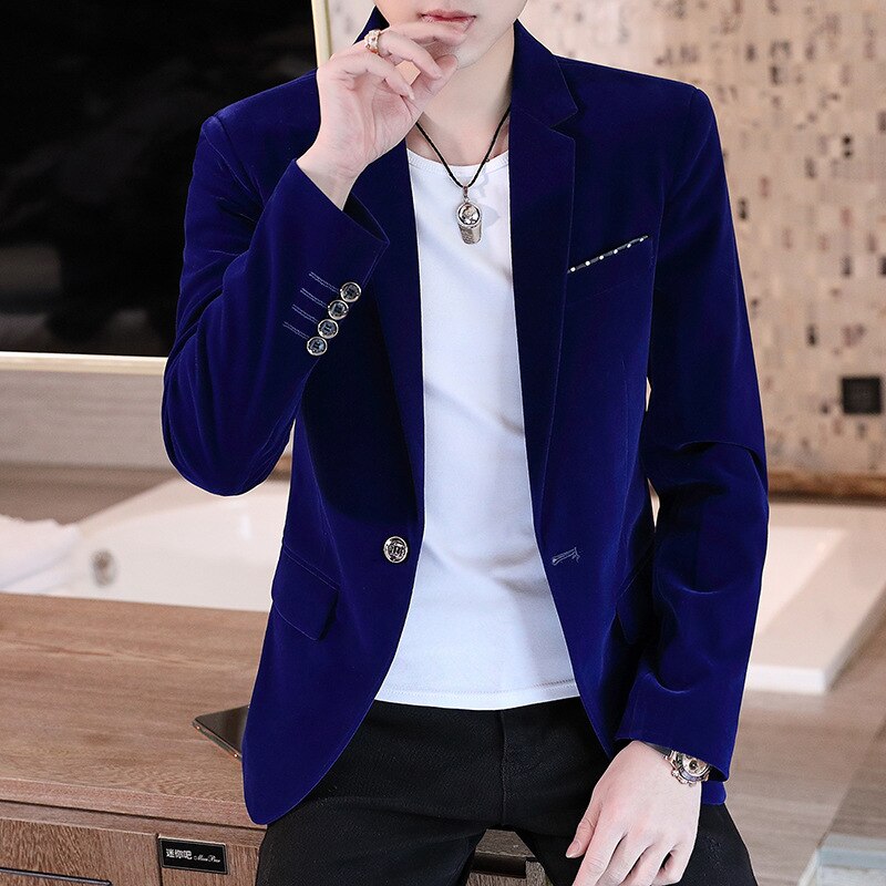 Blazer à bouton unique pour homme d'affaires, coupe cintrée, sans repassage, costume décontracté pour jeune, couleur unie,
