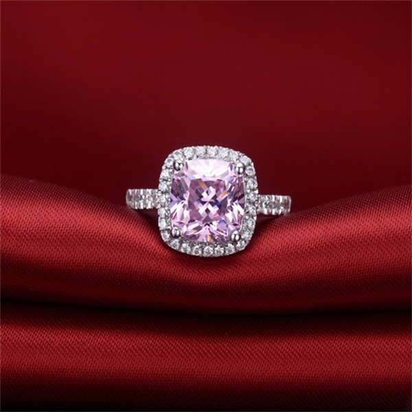 CC Rings For Women Bridal Wedding Anelli Trendy Jewelry Engagement Ring White Gold Color Anillos CC595: 9 / Pink