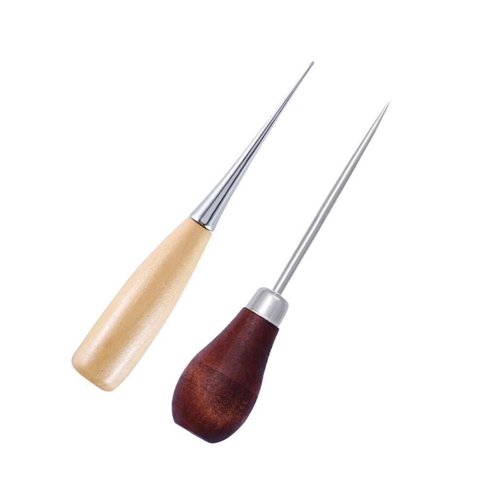 Wooden Handle Awls DIY Punching Leather Tent Sewing Awl Pin Punch Hole Shoes Repair Tool Hand Stitcher Leather Craft Needles: A-B