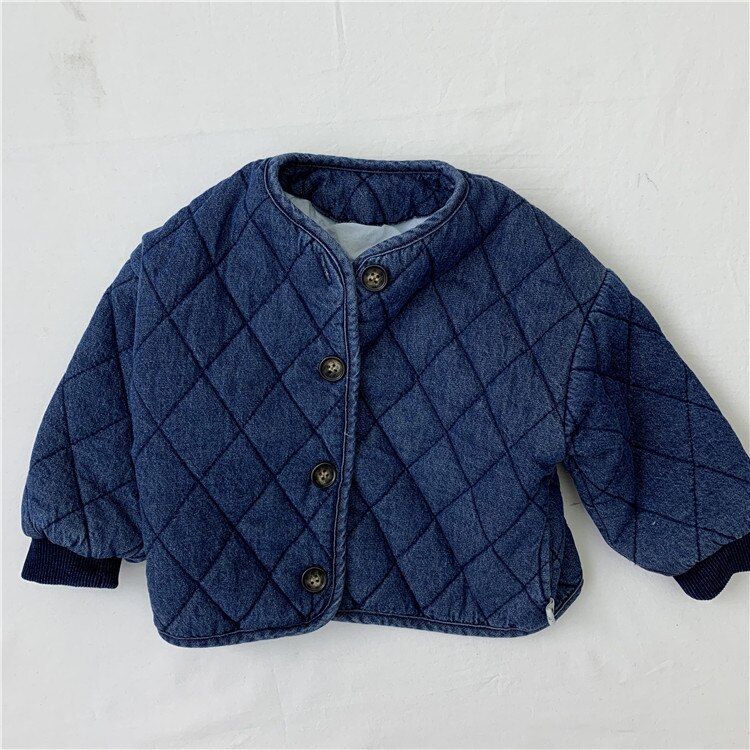 neue Baby Mädchen Jungen Verdicken Warme Denim Mantel Herbst Winter Baumwolle Langarm Kinder Jacke Oberbekleidung 0-24M: 9M   73cm